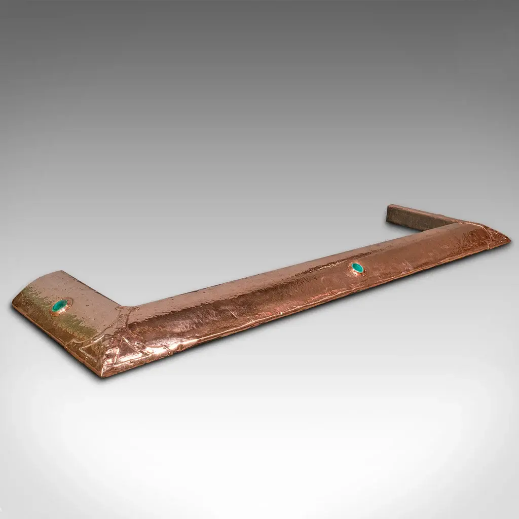 Antique Arts And Crafts Fire Kerb, English, Copper, Fireside Surround