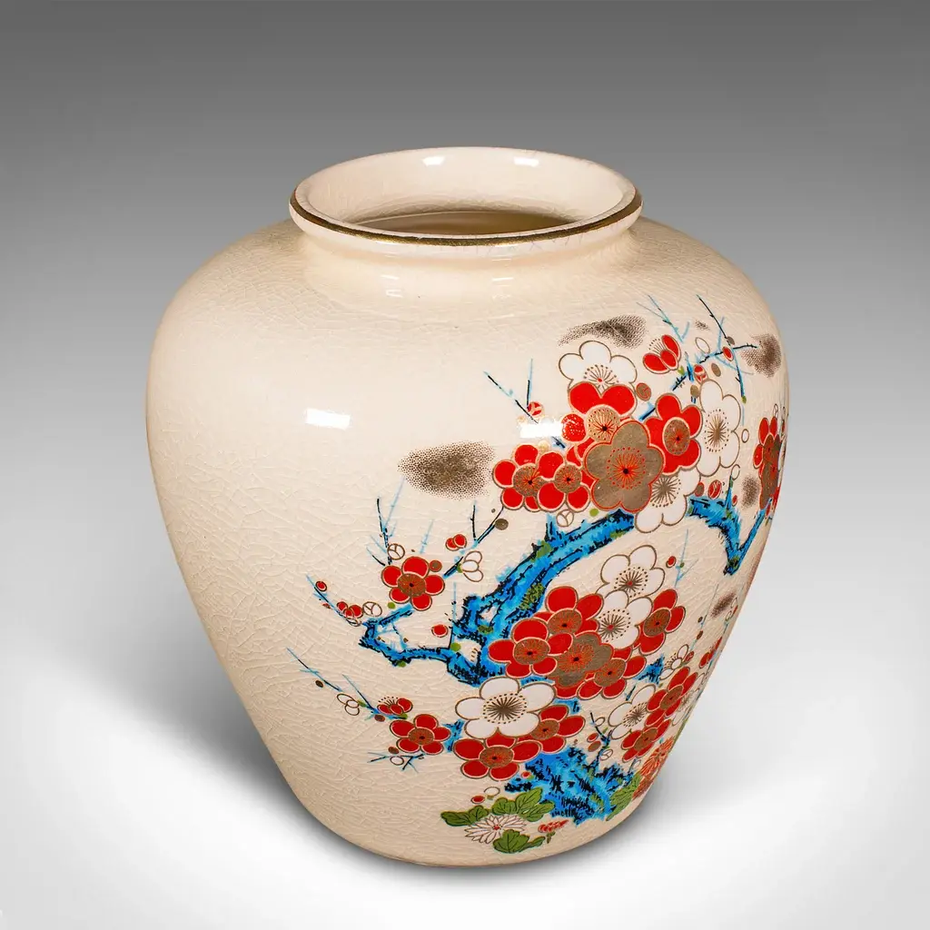 Small Vintage Posy Vase, Chinese, Ceramic, Baluster Urn, Flower Decor, C.1970