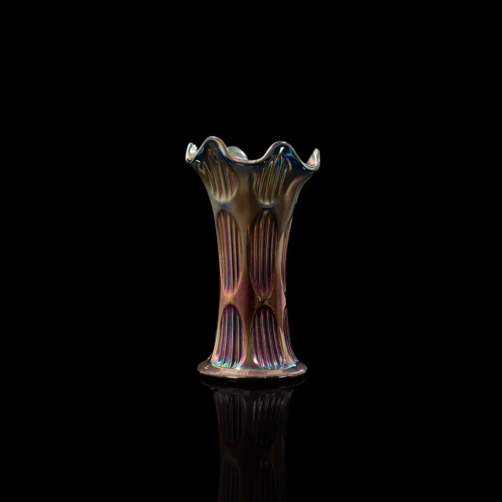 Vintage Carnival Vase, English, Glass, Decorative, Display, Mid 20th