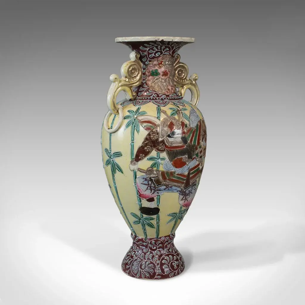 Vintage Baluster Vase, Decorative, Oriental, Ceramic, Urn, C20th