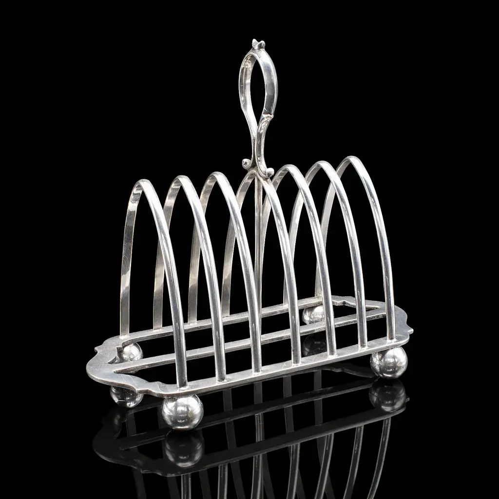 Antique Toast Rack, English, Silver Plated, Breakfast Table Stand, Edwardian