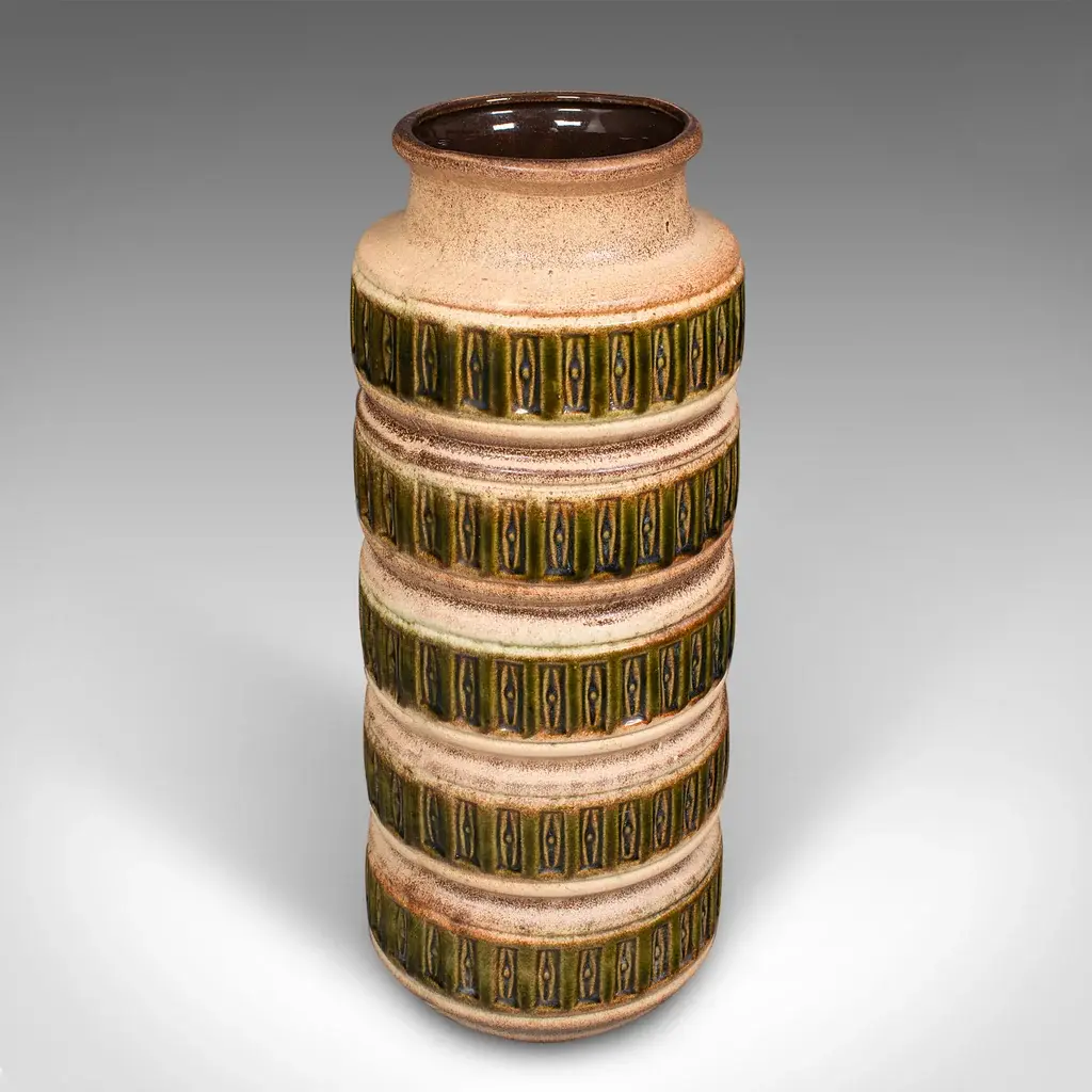 Tall Vintage Stick Stand, German, Ceramic, Lava Vase, Decor, Hallway