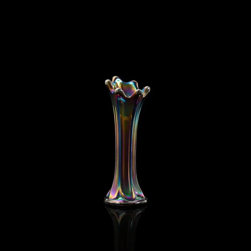 Small Vintage Posy Vase, English, Carnival Glass, Decorative, Flower