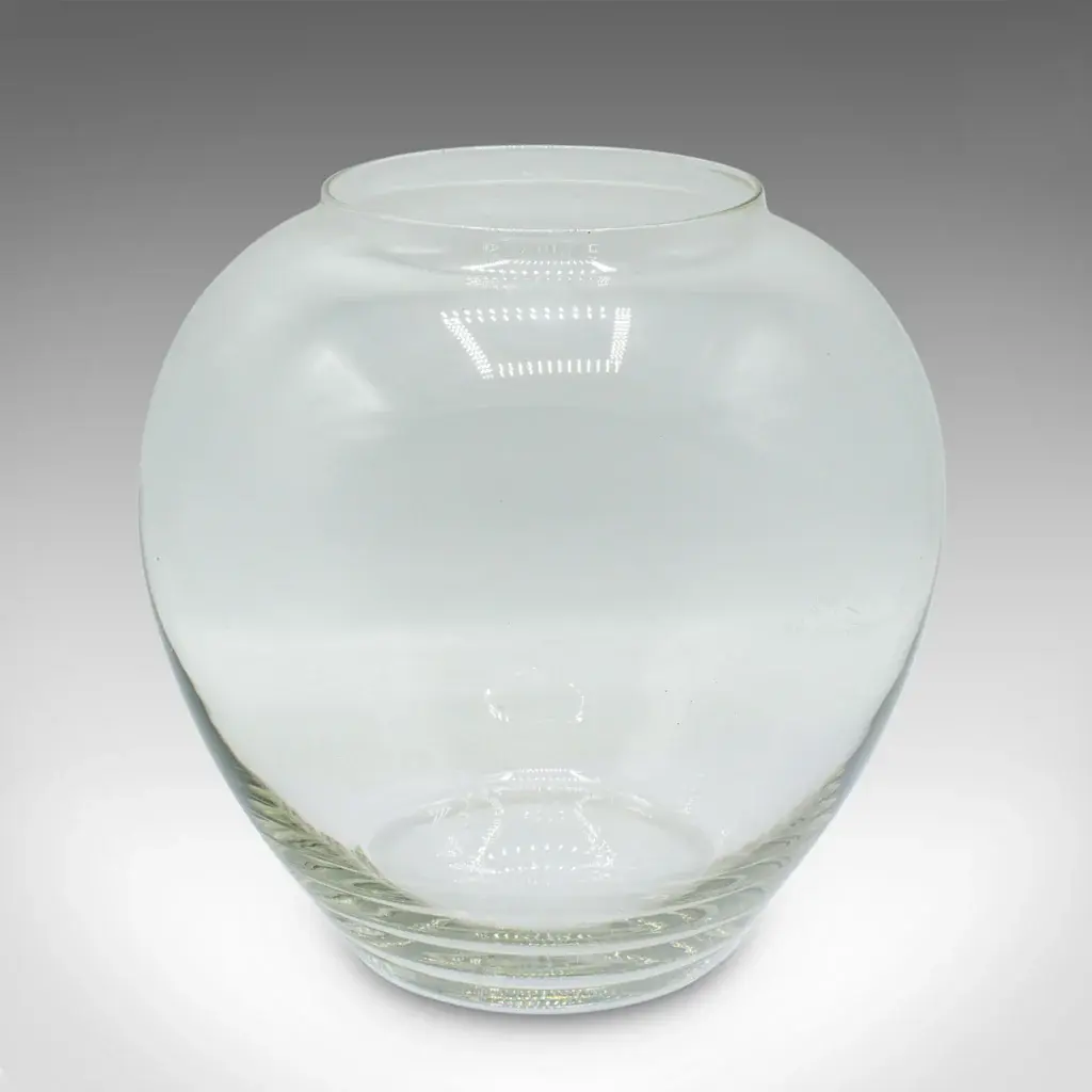 Vintage Bubble Form Serving Bowl, English, Glass, Fishbowl, Planter
