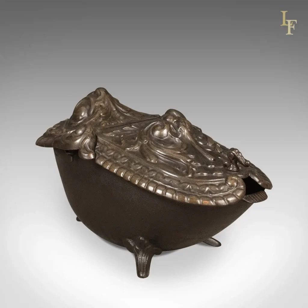 Period Art Nouveau Coal Scuttle, Antique Victorian Fireside Bin, c.1900