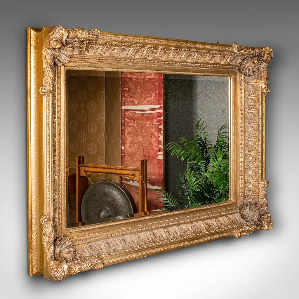 Large Vintage Renaissance Revival Wall Mirror, Continental, Giltwood