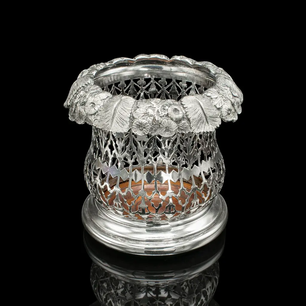 Antique Bottle Coaster, English, Silver Plate, Decorative Drinks Rest