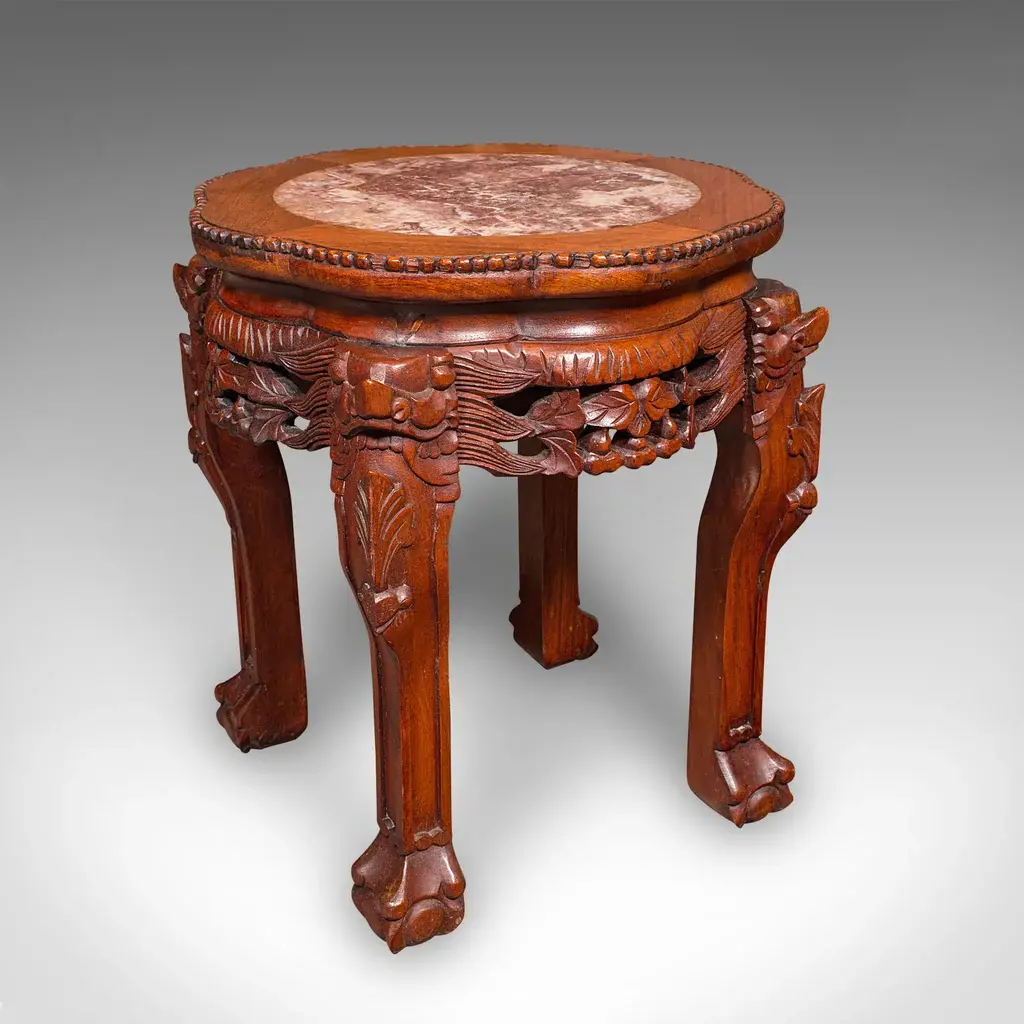 Vintage Art Deco Lamp Stand, Oriental, Occasional, Wine, Side Table, Circa 1940