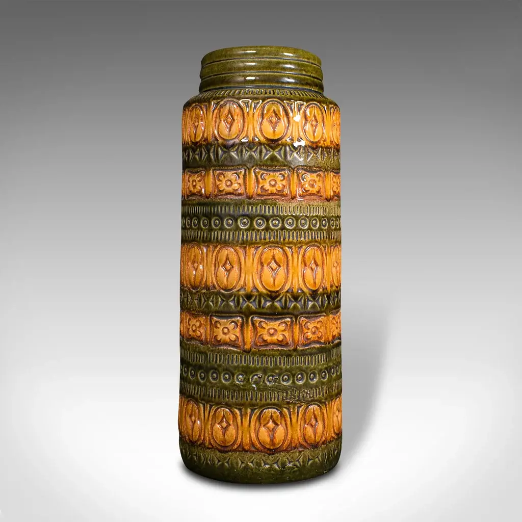 Vintage Flower Vase, German, Ceramic, Lava Slip, Decorative Hall Stand, C.1970