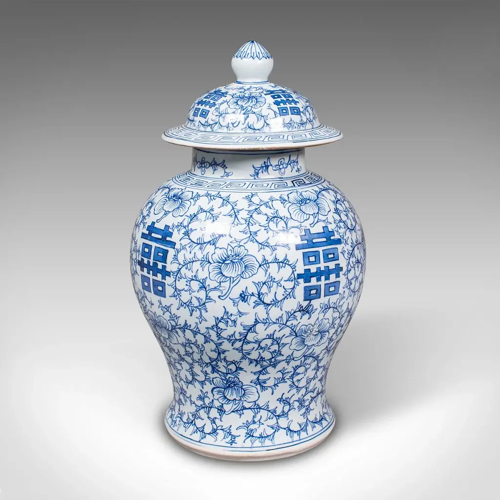 Vintage Decorative Flower Vase, Chinese, Ceramic, Urn, Spice Jar