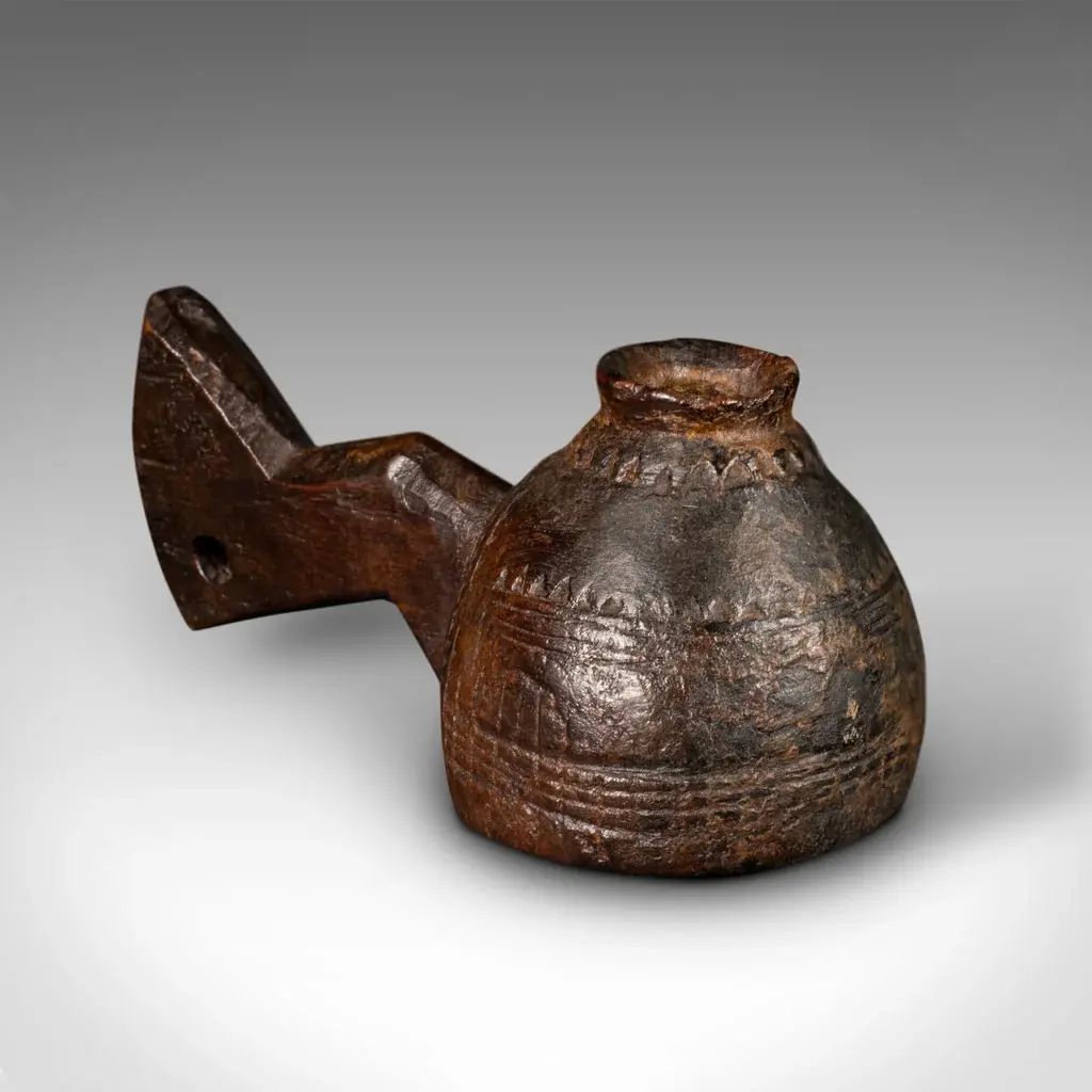 Antique Ghee Serving Jug, Indian, Tribal, Libation Cup, Candle Nozzle