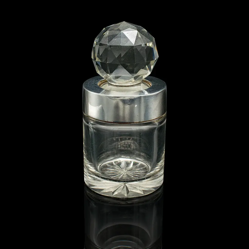 Small Antique Scent Bottle, English, Glass, Silver, Perfume, Hallmark