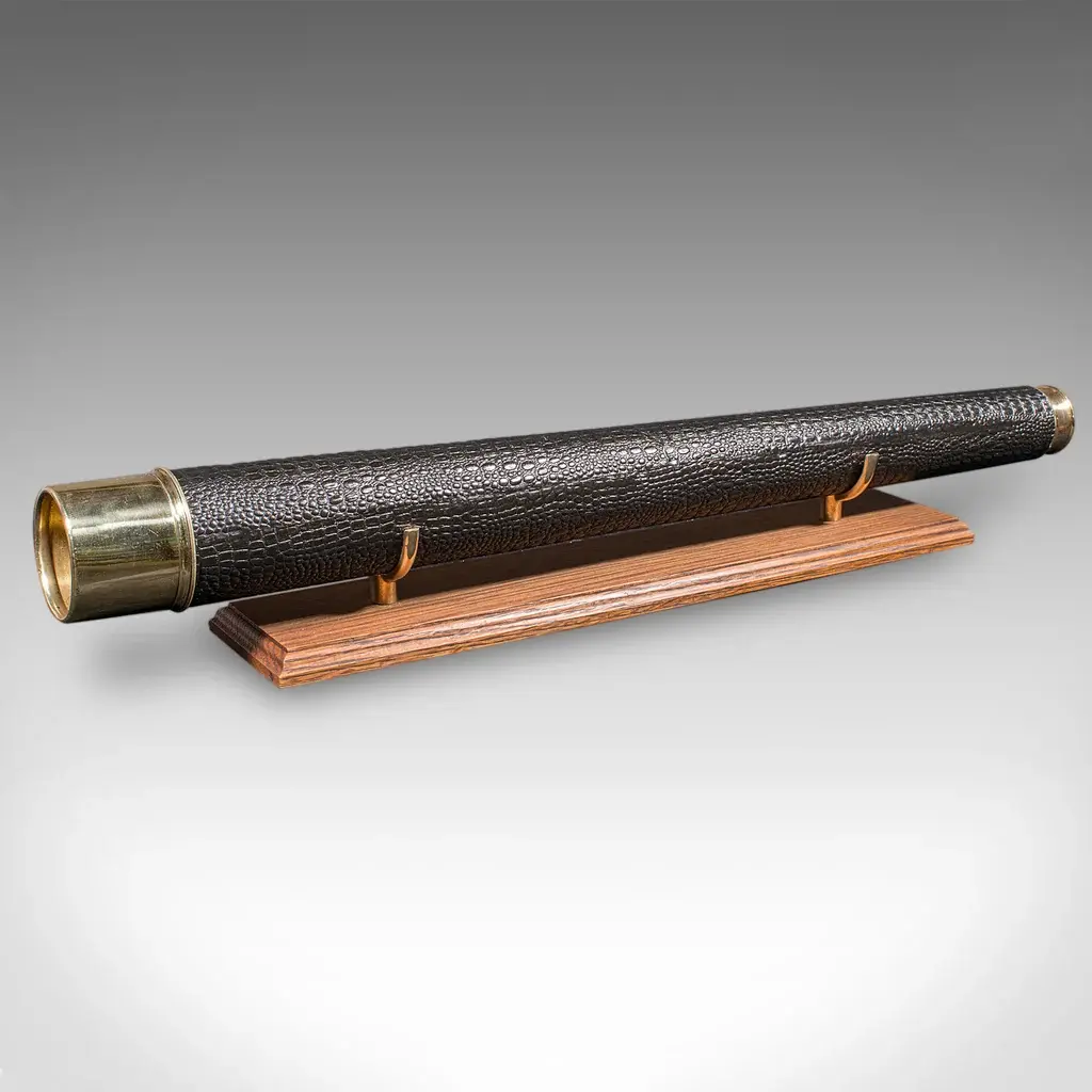 Large Vintage WWII Telescope, English, Brass, Military Broad Arrow, Ottway & Co