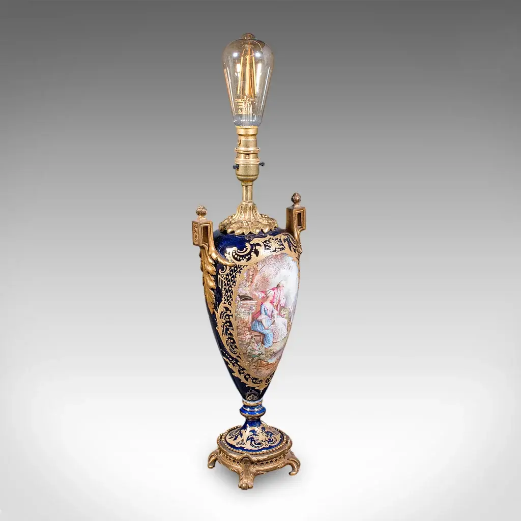 Vintage Ornate Table Lamp Base, English, Ceramic, Decor, Accent Light, C.1970