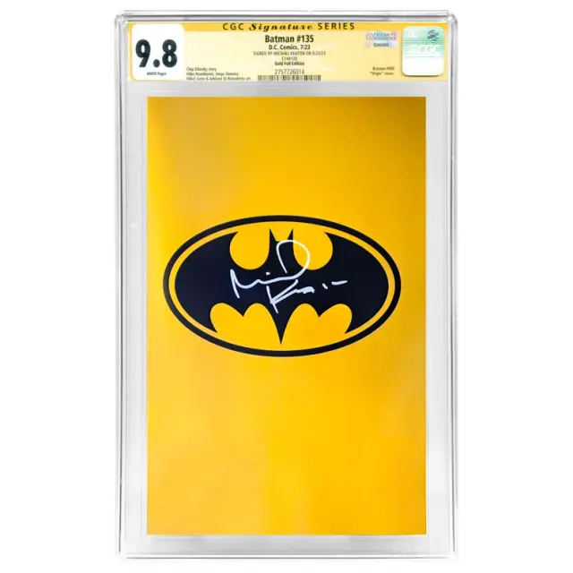Michael Keaton Autographed 2023 Batman #135 Gold Foil Virgin Variant