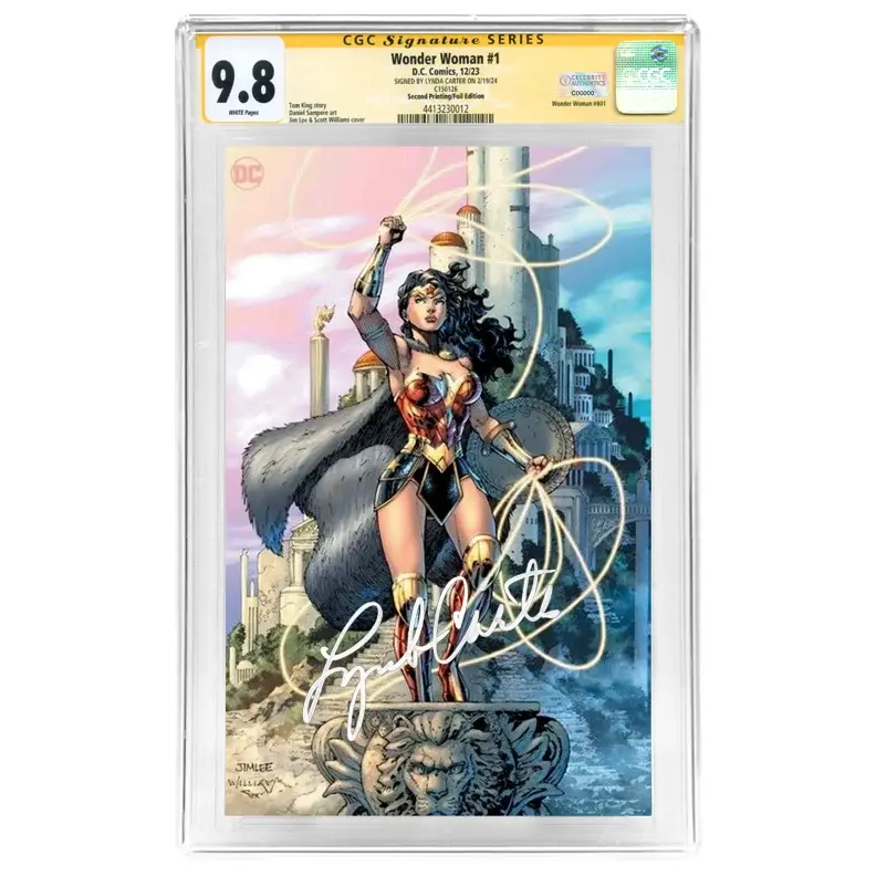 Lynda Carter Autographed 2023 Wonder Woman #1 Jim Lee Foil Cover CGC SS 9.8