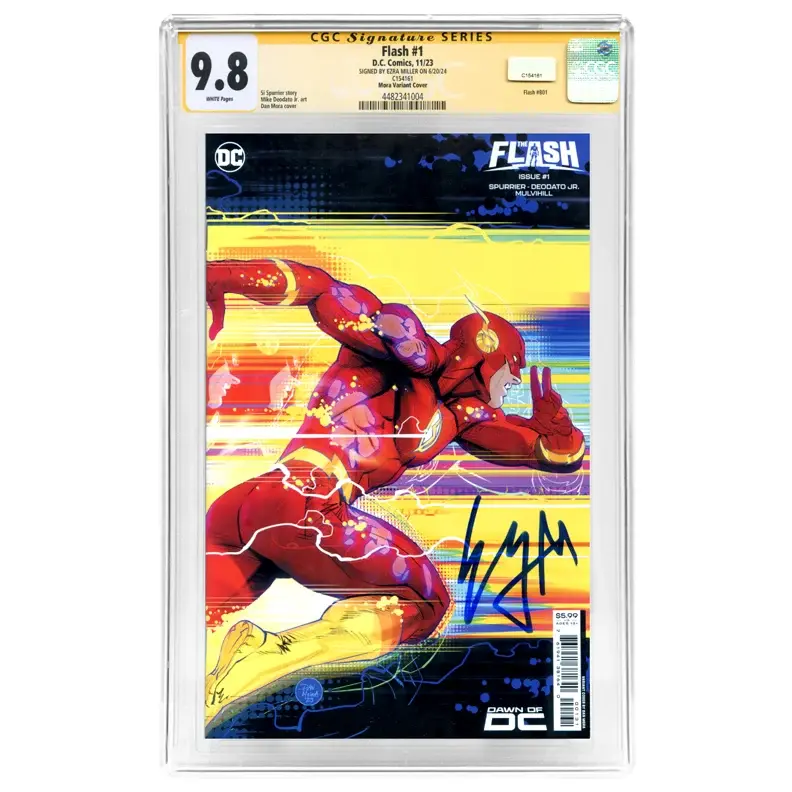 Ezra Miller Autographed 2023 Flash #1 Dan Mora Variant Cover CGC SS 9.8