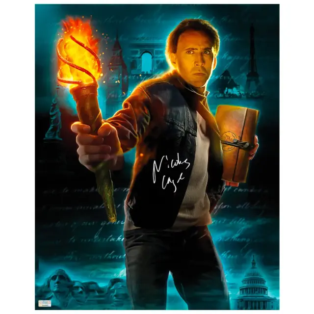 Nicolas Cage Autographed 2007 National Treasure Book of Secrets 16x20 Photo