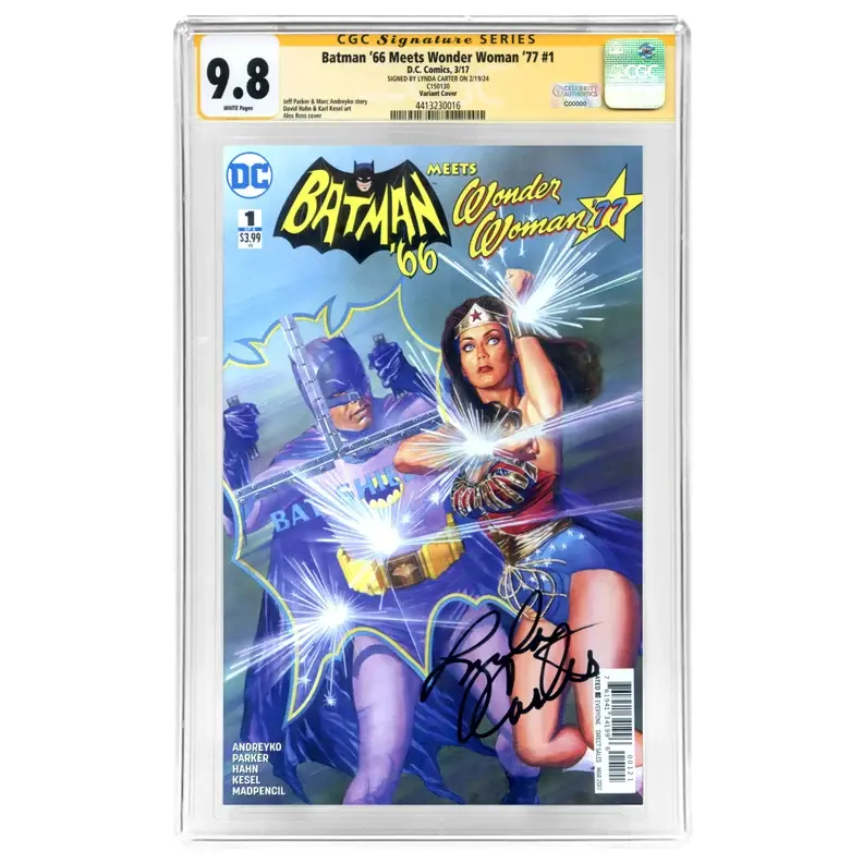 Lynda Carter Autographed Batman '66 Meets Wonder Woman '77 #1 CGC SS 9.8