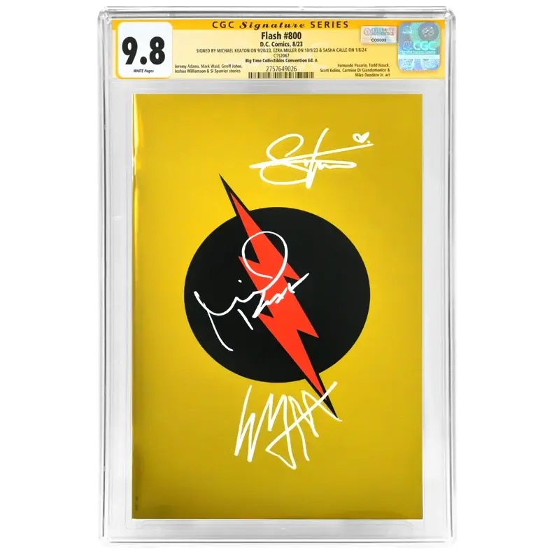 Michael Keaton, Ezra Miller, Sasha Calle Autographed 2023 Flash #800