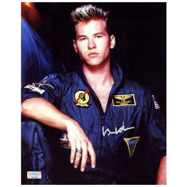 Val Kilmer Autographed 1986 Top Gun Iceman Flight Suit 8x10 Photo