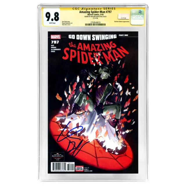 Willem Dafoe Autographed 2018 Amazing Spider-Man #797 Alex Ross Green