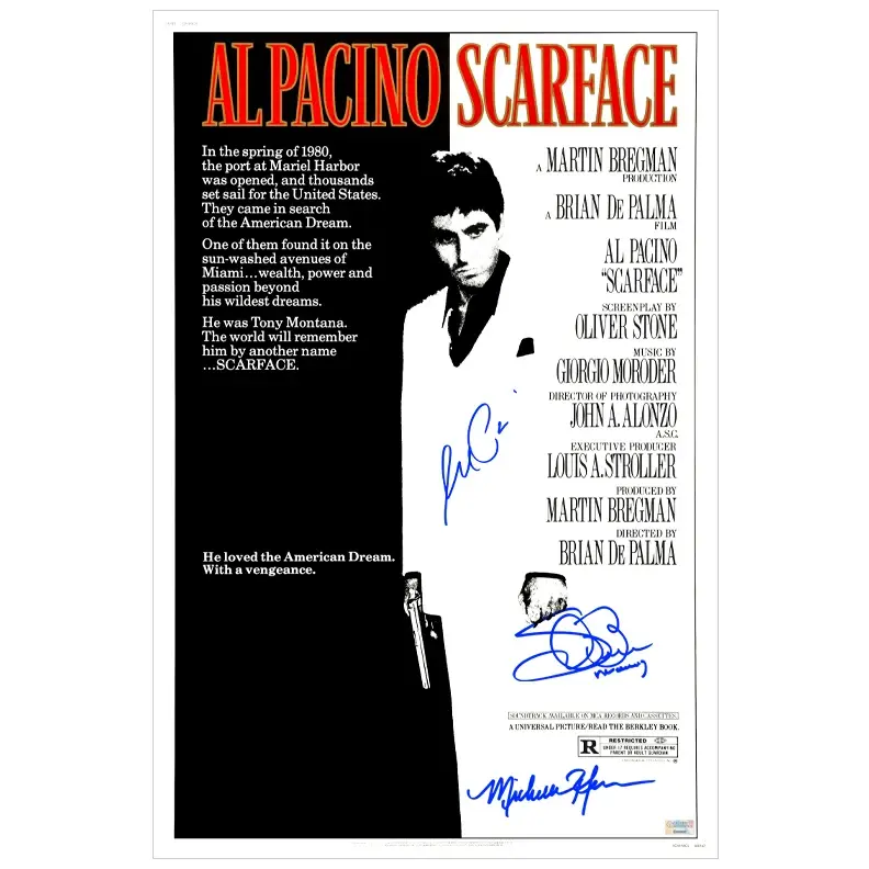 Michelle Pfeiffer, Al Pacino, Steven Bauer Autographed 1983 Scarface