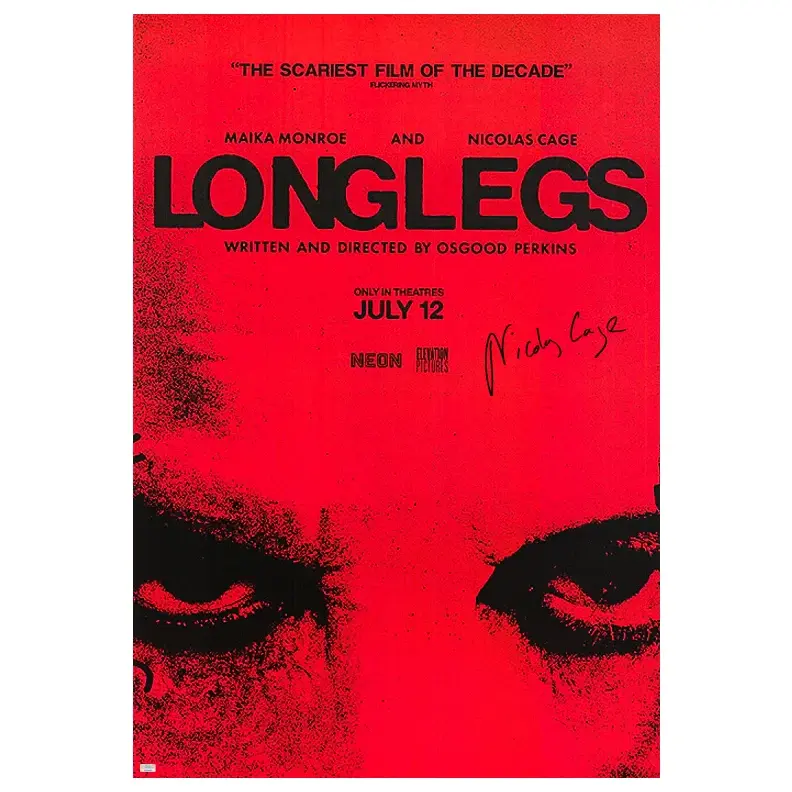 Nicolas Cage Autographed 2024 Longlegs Original 27x39 Movie Poster
