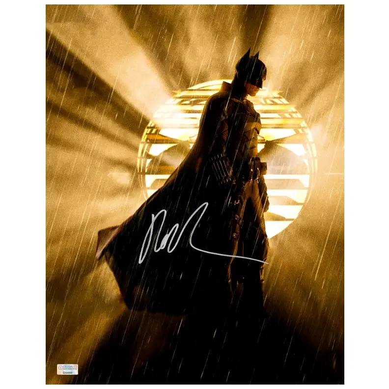 Robert Pattinson Autographed 2022 The Batman Bat Signal 11x14 Photo