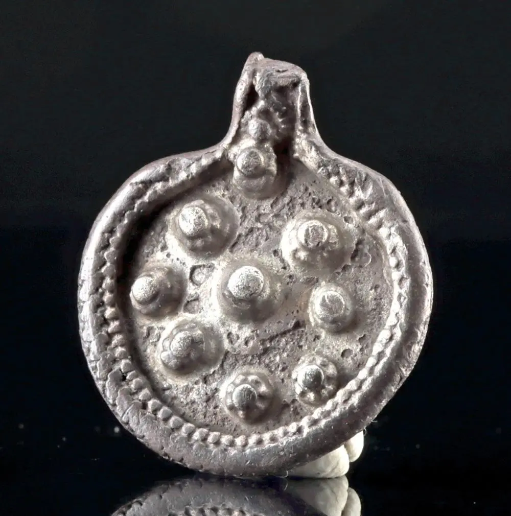 10th C. Viking Silver Annular Pendant, Raised Bosses