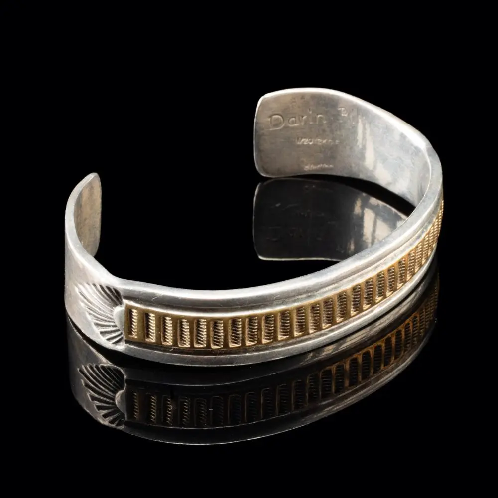 Navajo Sterling Silver & 12K Gold Cuff Bracelet by Darin Bill