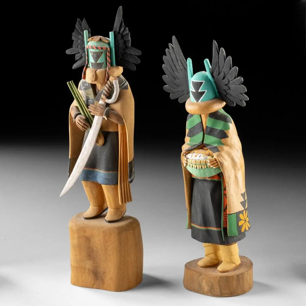 Two Hopi Crow Mother Katsina Dolls by Ivan Wytewa & Sheldon Talas