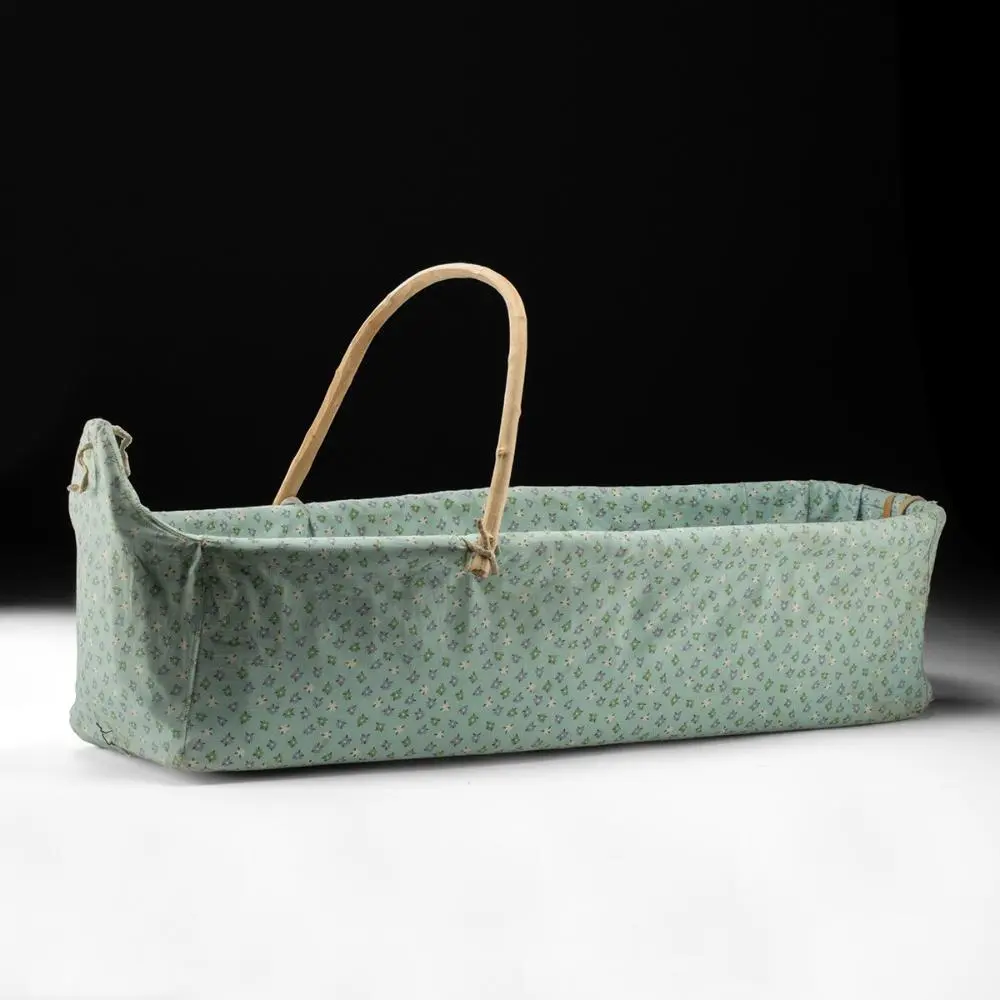 Native American Cradleboard w/ Bent Willow Bow & Calico Cover