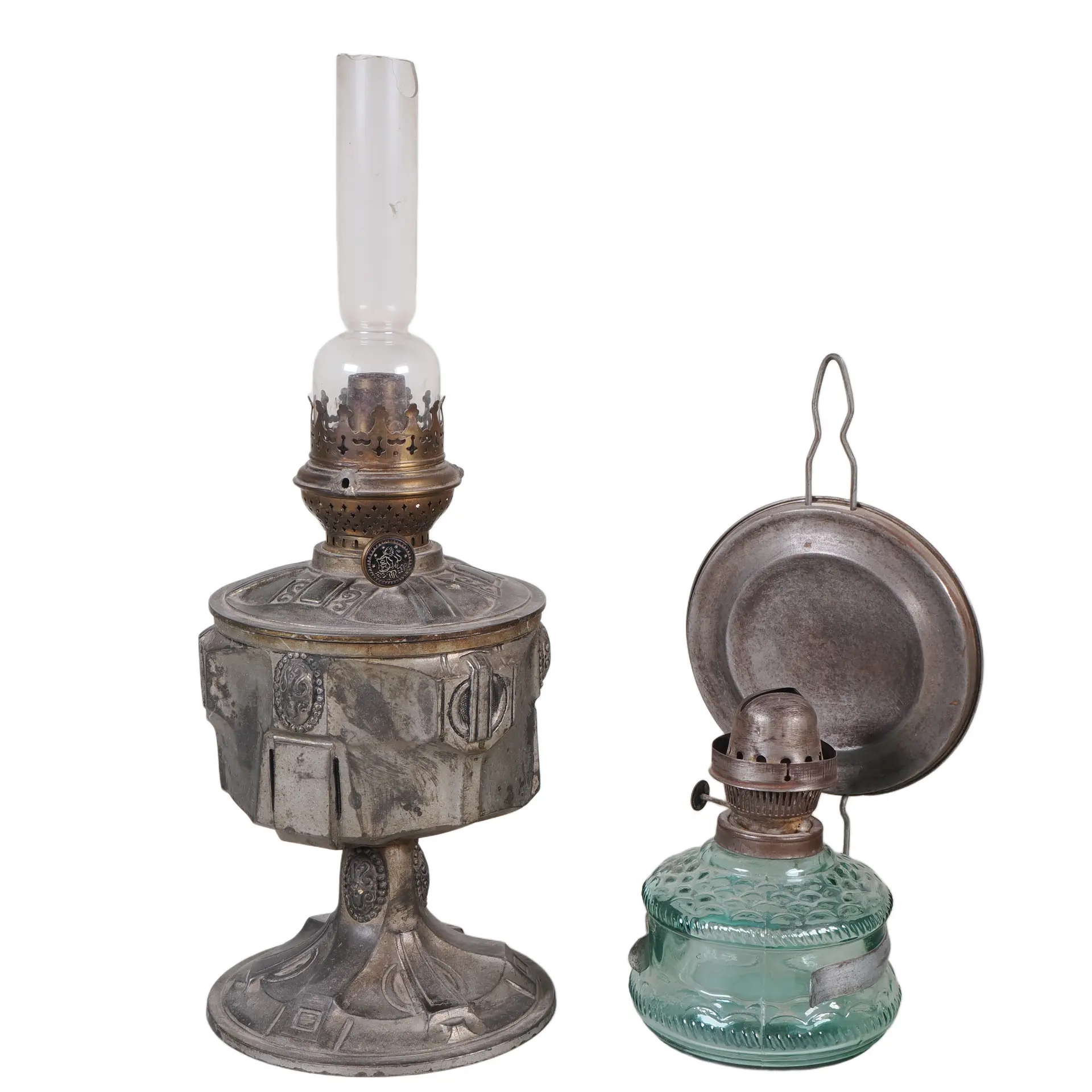 Los 1658: Zwei antike Petroleumlampen, Jugendstil um 1900
