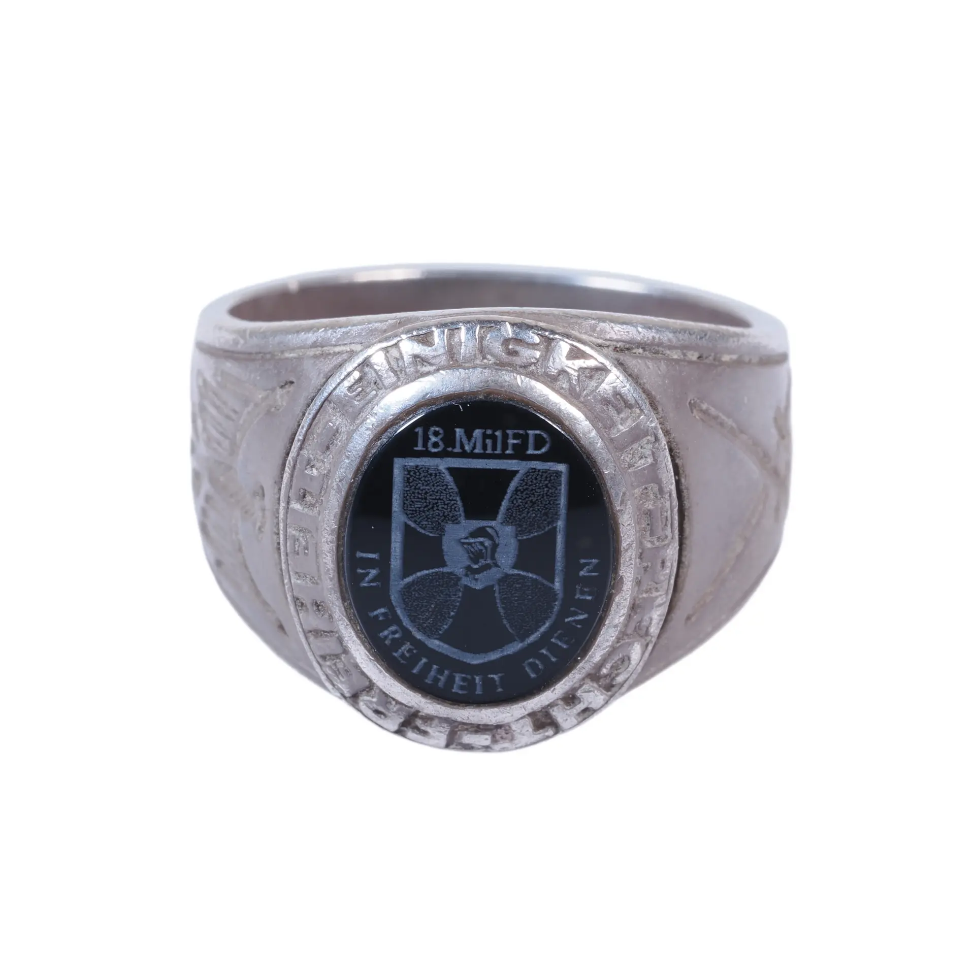 Los 2565: Früher Bundeswehr Silberring 18. MilFD GFM Blücher 925er Silber