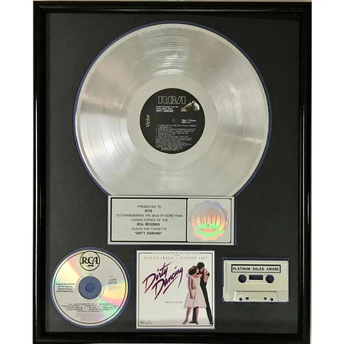 Dirty Dancing Soundtrack RIAA 7x Multi-Platinum Album Award