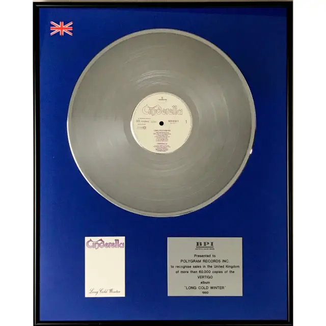 Cinderella Long Cold Winter BPI 1990 Silver LP Award