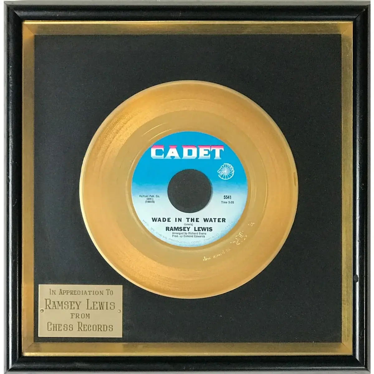 Ramsey Lewis "Wade In The Water" 1960s Disc Award Ltd presented to