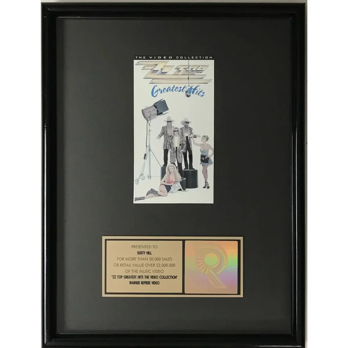 ZZ Top Greatest Hits RIAA Gold Video Award presented to Dusty Hill - RARE