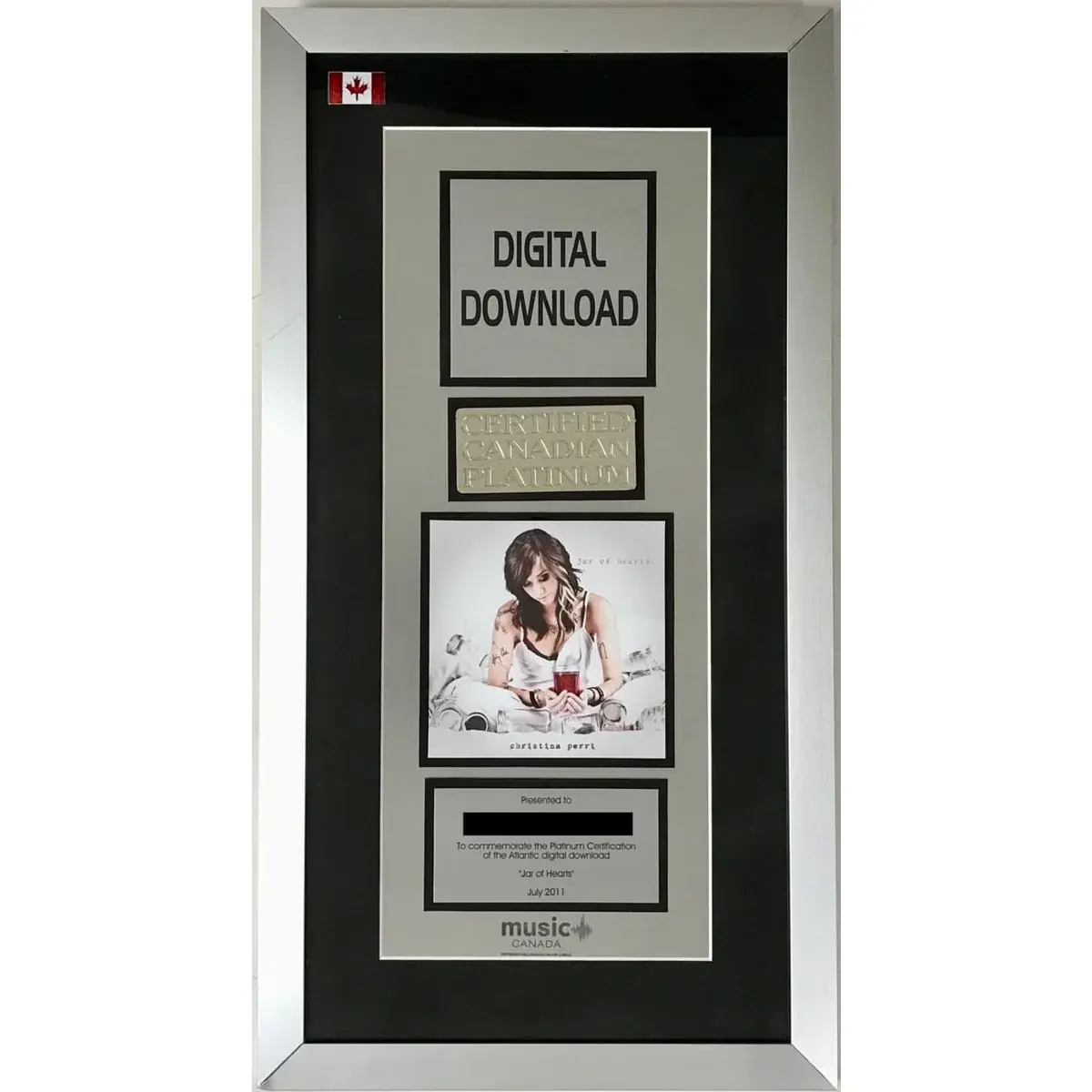 Christina Perri "Jar Of Hearts" CRIA Platinum Single Award