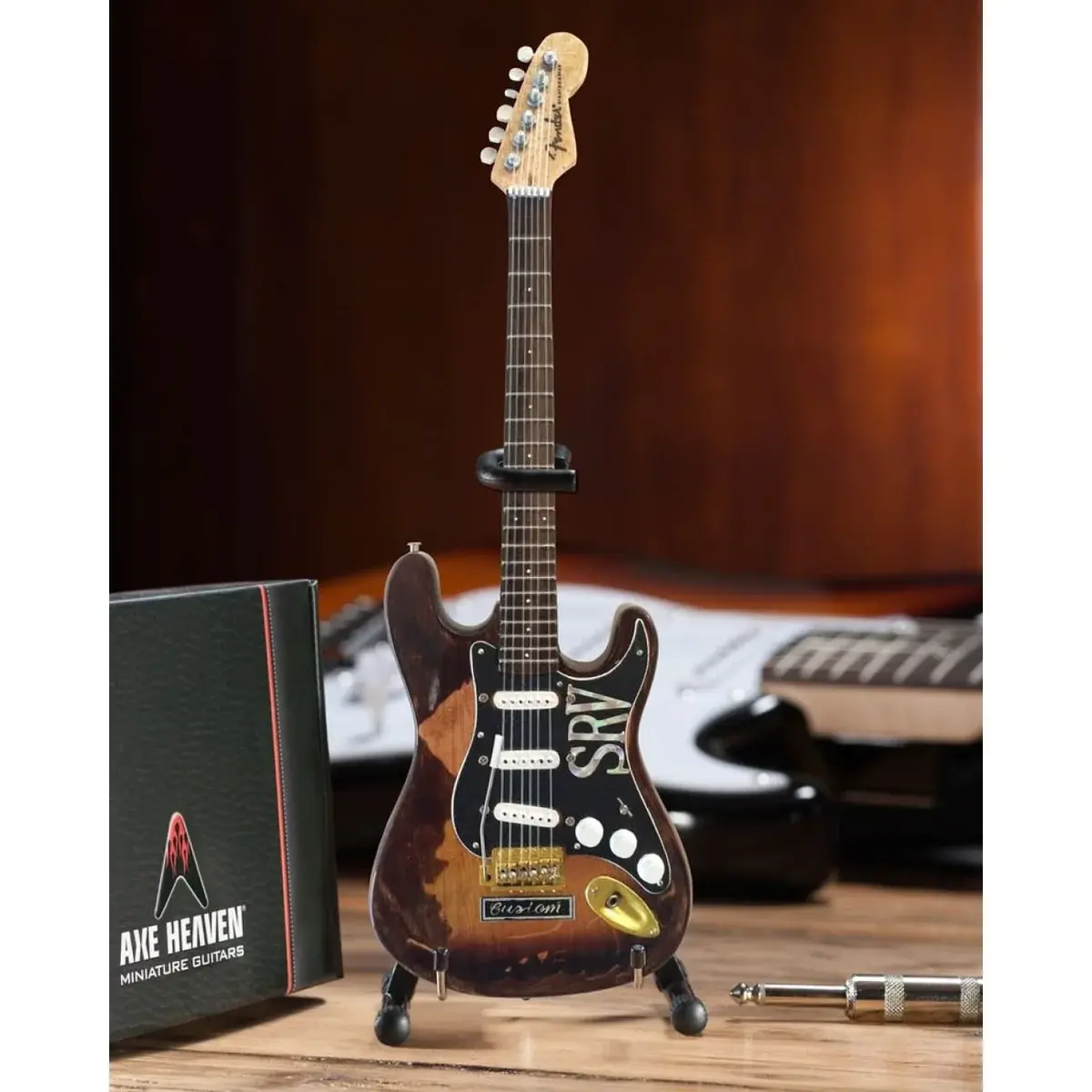 Stevie Ray Vaughan Distressed SRV Custom Fender Strat Mini Guitar Replica