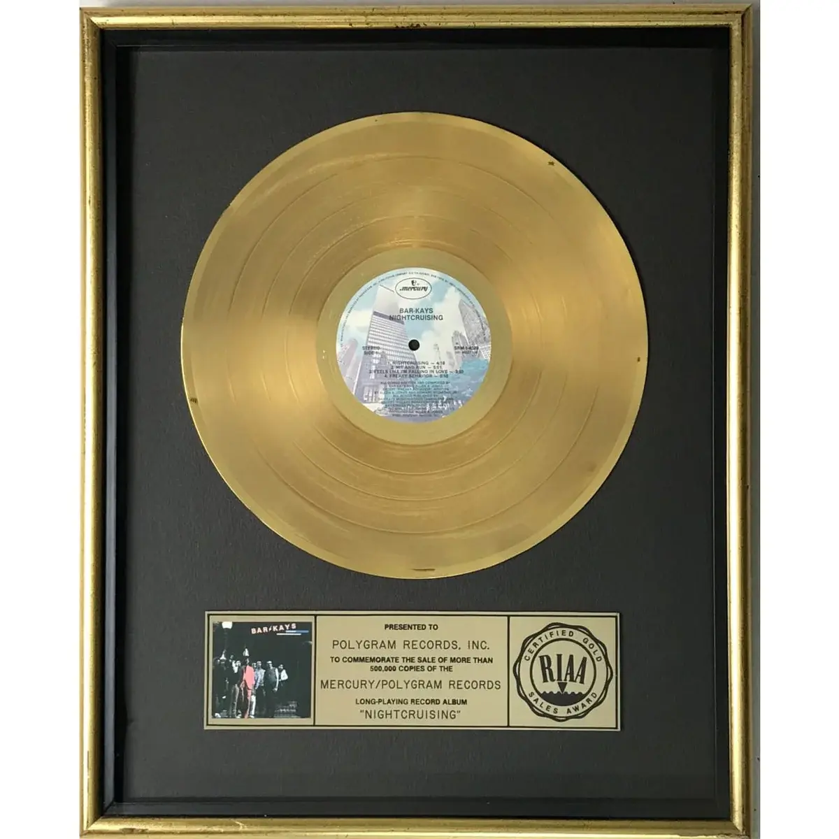 Bar-Kays Nightcruising RIAA Gold Album Award