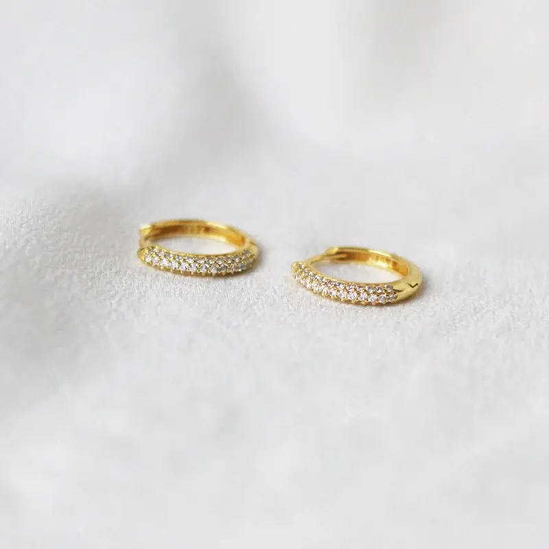 Gold Sparkle - Cute Huggie Hoop Earrings