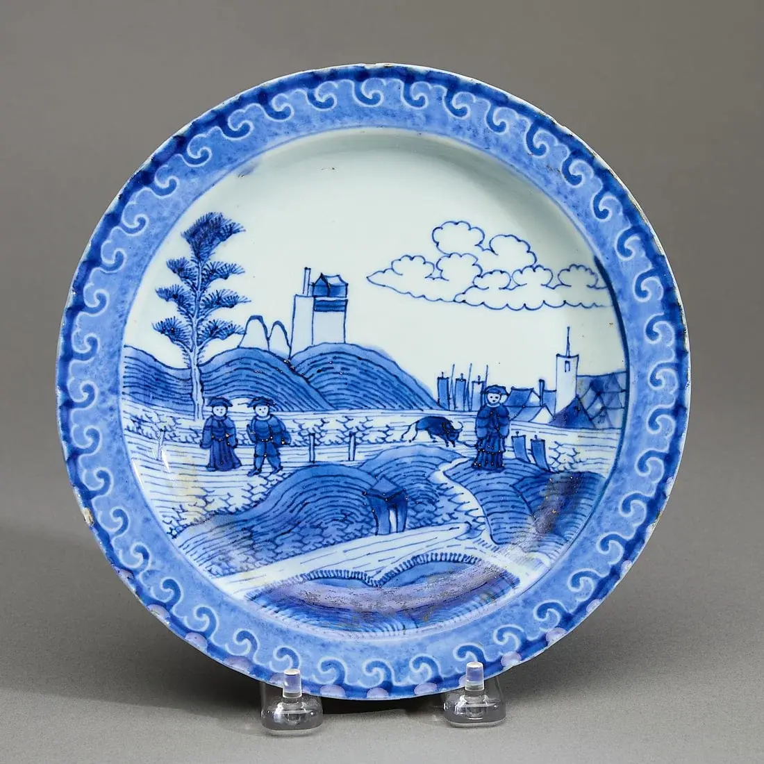 Blue & White Deshima Island Plate