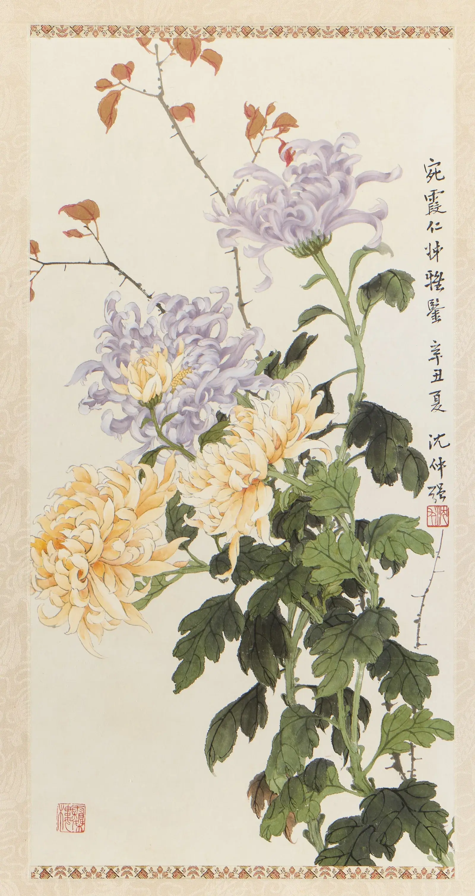 Shen Zhongqiang "Chrysanthemums" Ink Painting