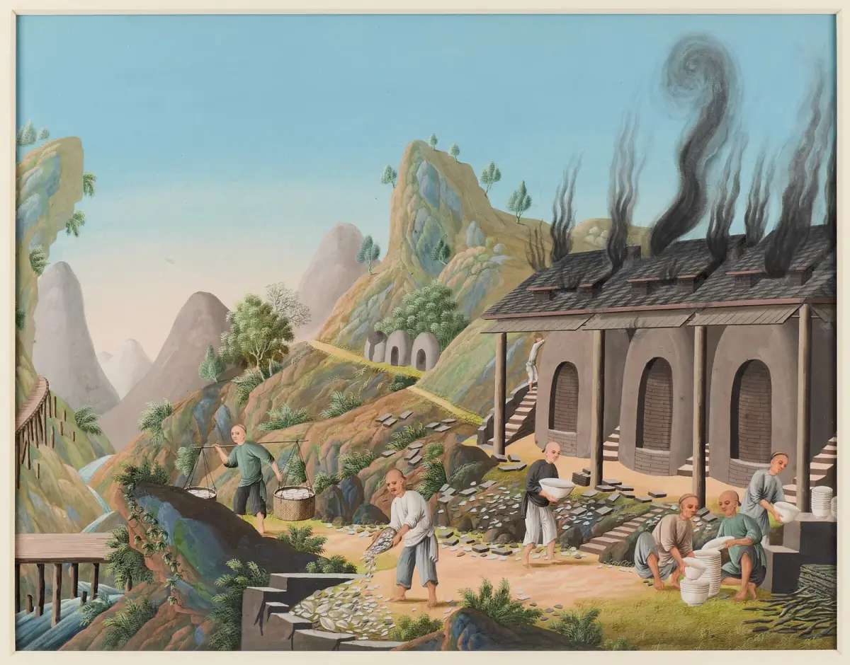 Chinese Export Porcelain Kiln Trade Painting