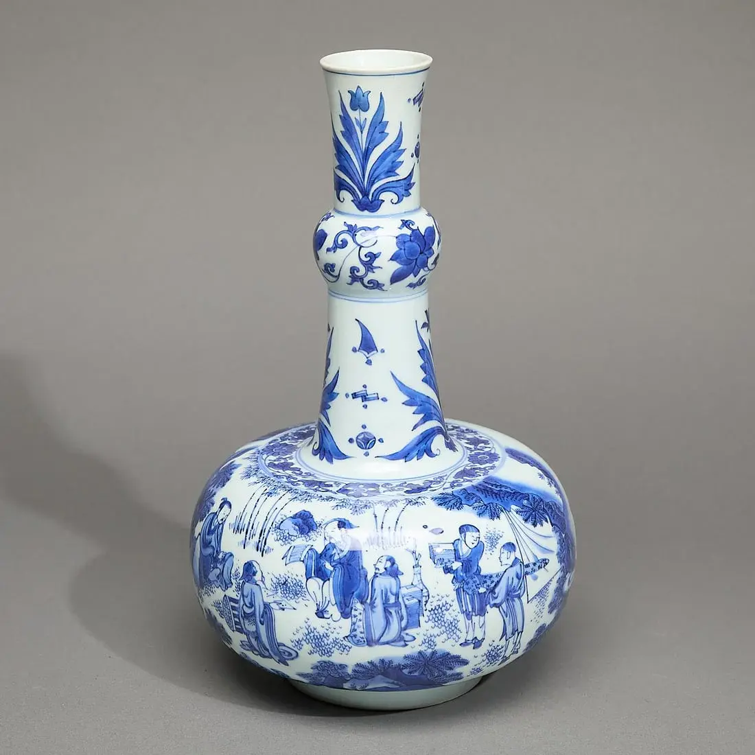 Chinese Transitional Porcelain Seven Sages Vase