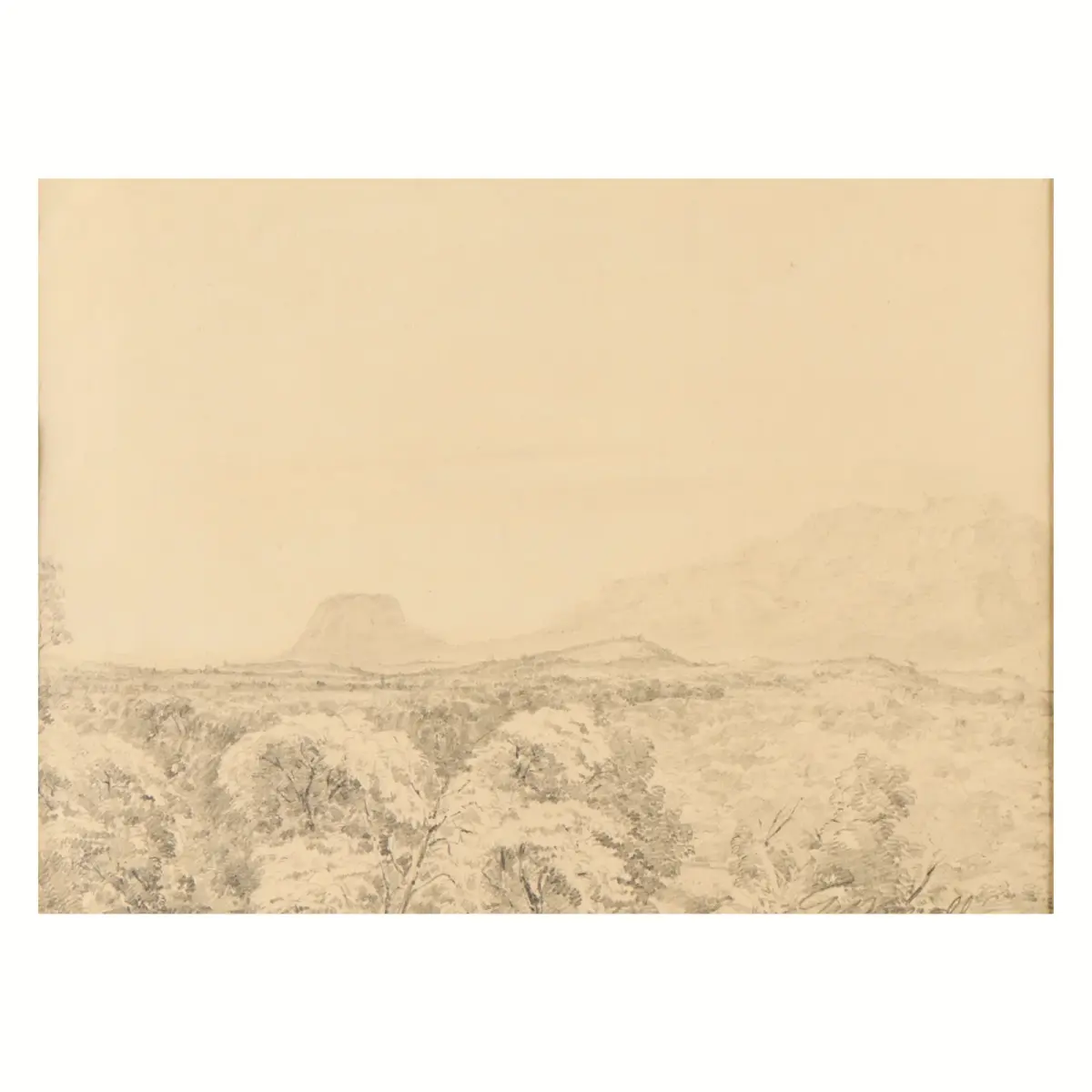 William Daniell Graphite Landscape Drawing