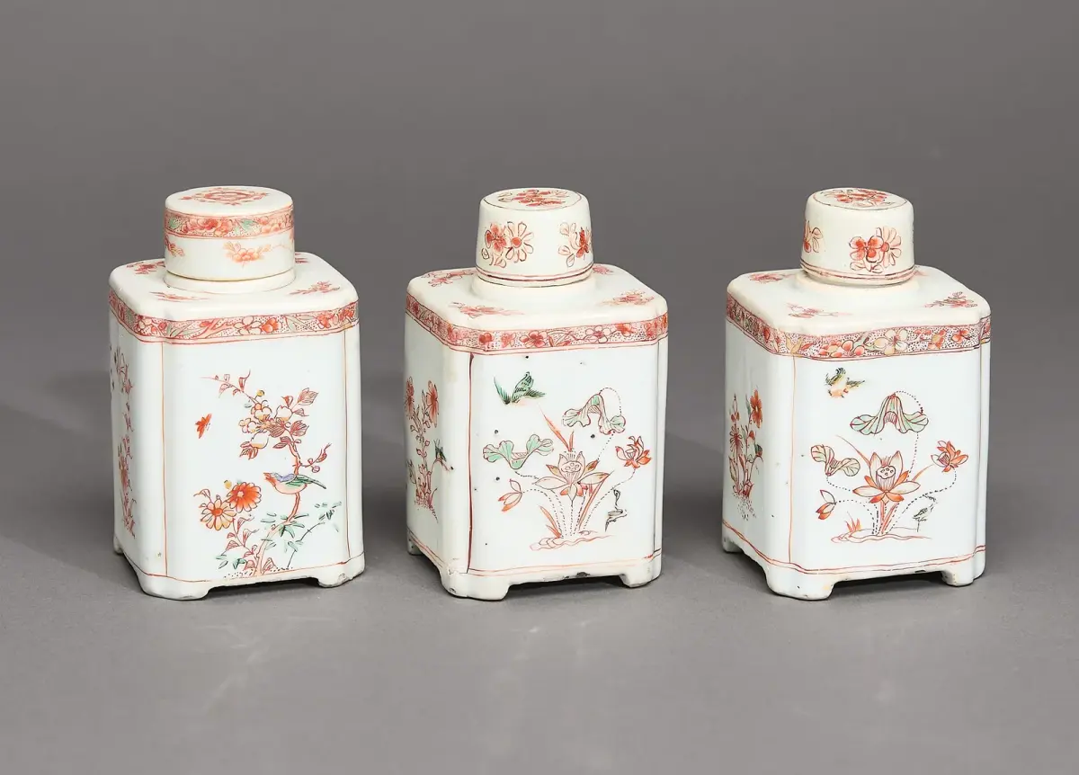 3 Chinese Export Famille Verte Tea Caddies