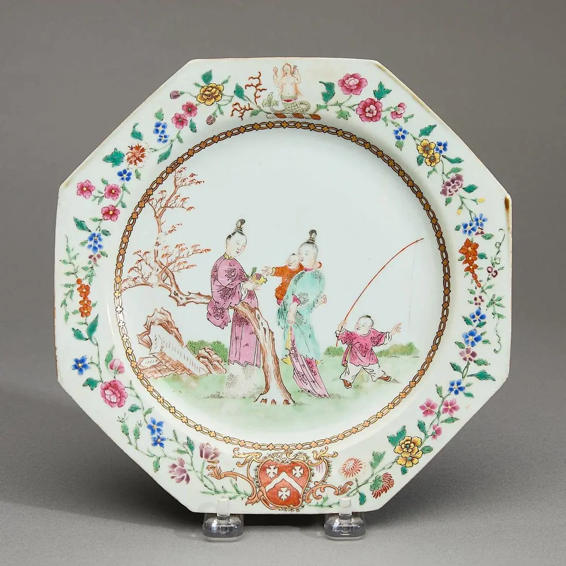 Chinese Export Octagonal Armorial Plate - Bonham